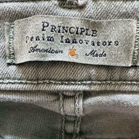 Principle Denim Innovators Optimist Teal Frayed  Straight Cropped Jeans Size 28 - Picture 6 of 8